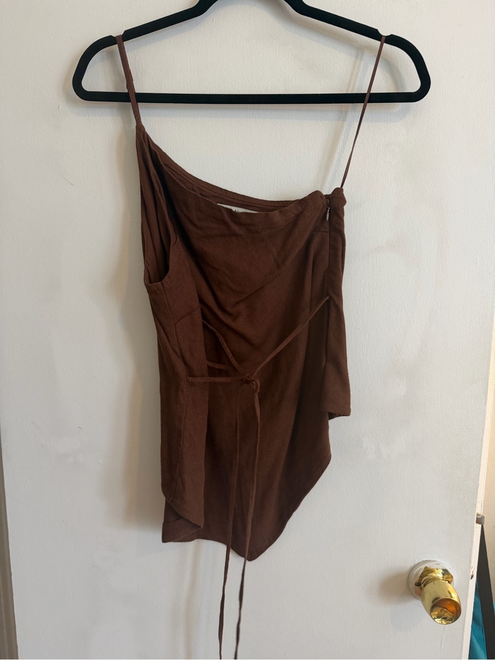 Abercrombie & Fitch Brown Asymmetric One Spaghetti-Strap Camisole - Linen Blend
